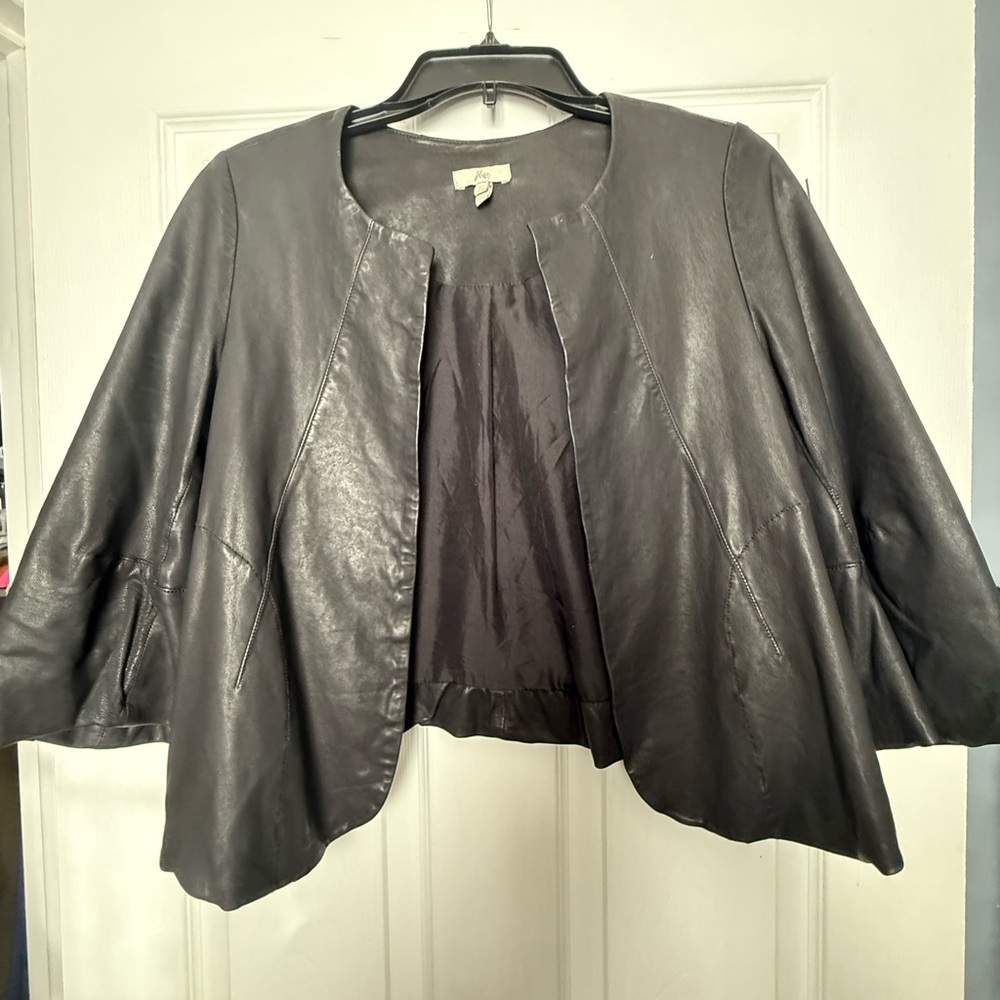Joie Black Lamb Leather Cape Jacket
